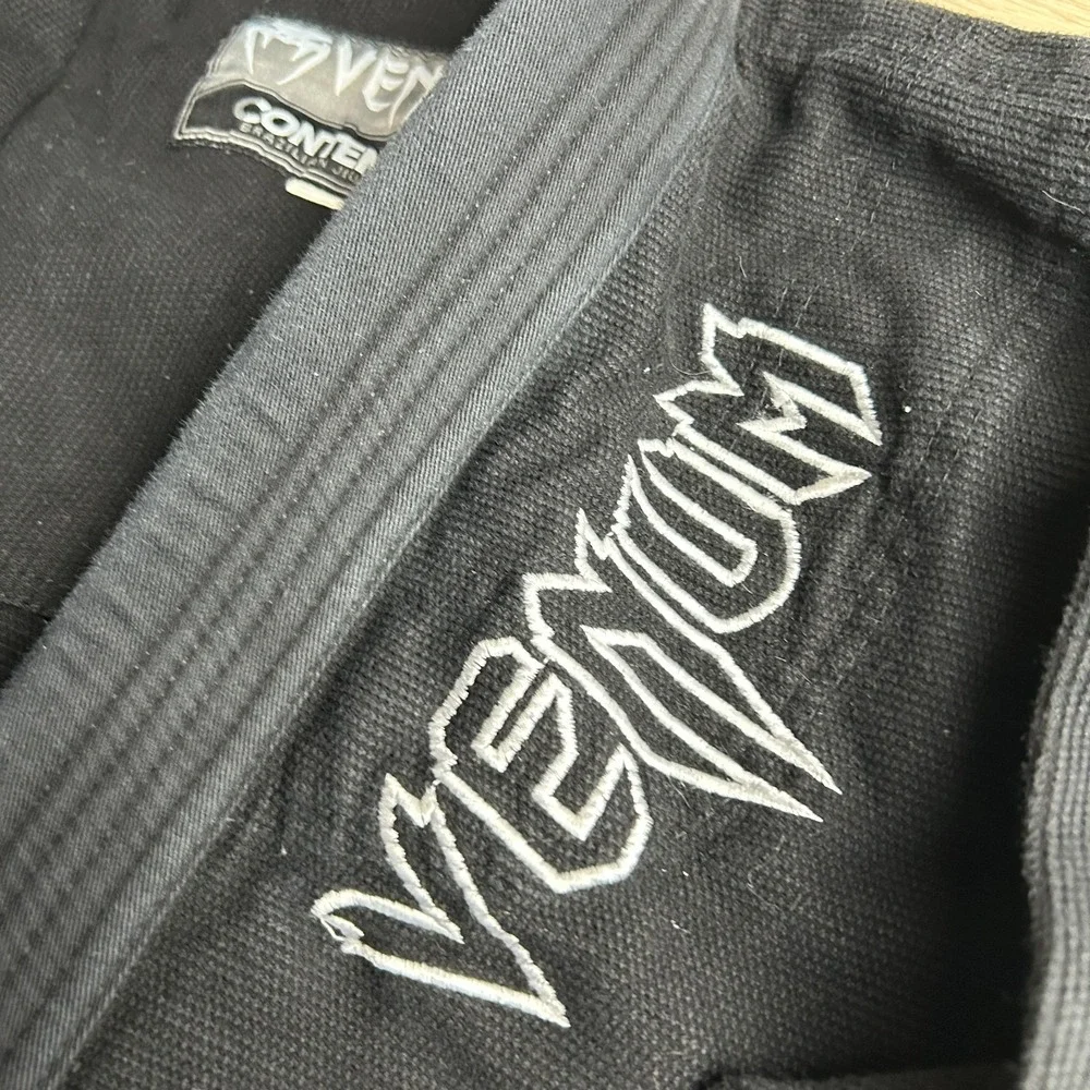 Venum Contender BJJ Gi Jacket Size A1.5 Black Pearl Weave Jiu Jitsu Kimono Top